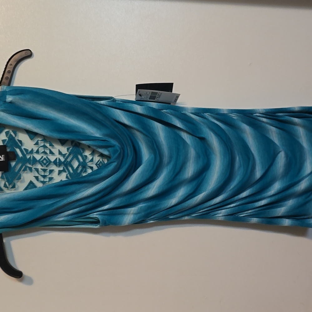 Blue Sleeveless Cowl Neck Dress